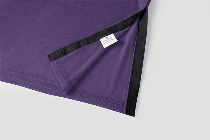 Poriff Men's Post Shoulder Surgery Recovery Shirts Full Tear Away Short Sleeve Snap Chemo Port Access Shirt