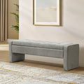 55" Modern Upholstered Storage Bench with Tufted Seat, Fabric Ottoman Bench for Bedroom, Entryway, or Living Room, Soft Close Hinge,Grey
