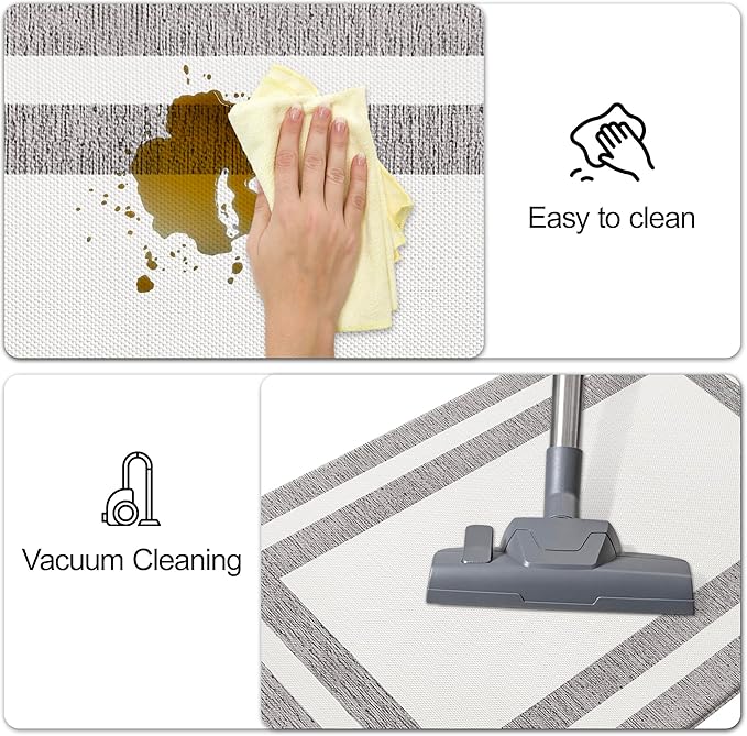Kitchen Mats Cushioned Anti Fatigue Kitchen Mats for Floor Waterproof Non-Skid Ergonomic Comfort Memory Foam Rugs Kitchen Runner Rug for Kitchen, Home, Office, Sink, Stove 17.3"x59" White