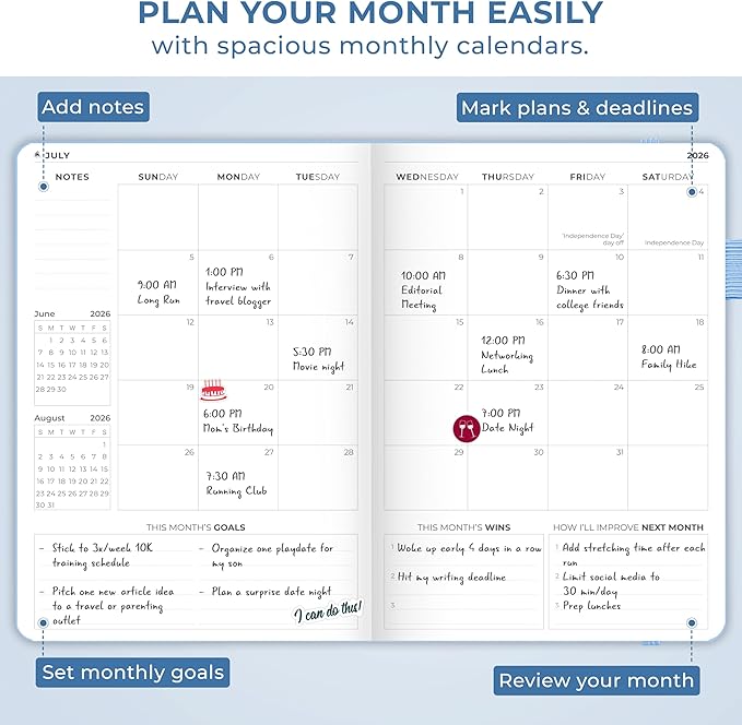 Clever Fox Dated Planner Premium 2026 – Weekly Agenda for Planning & Time Management –Notebook with Habit Tracker & To-do List (Light Blue)