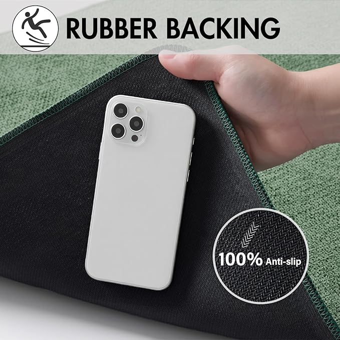 MIULEE Christmas Green Set of 2 Ultra Thin Bathroom Rugs, Rubber Bath Mats for Bathroom Non Slip, Quick Dry Absorbent Bath Rug Machine Washable, Fit Under Door, Shower, Sink, Decor, 17"x27"+20"x32"