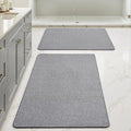 MIULEE Set of 2 Ultra Thin Bathroom Rugs, Rubber Bath Mats for Bathroom Non Slip, Quick Dry Absorbent Bath Rug Machine Washable, Fit Under Door, Shower, Sink, Home Decor, Grey, 24x36 Inch