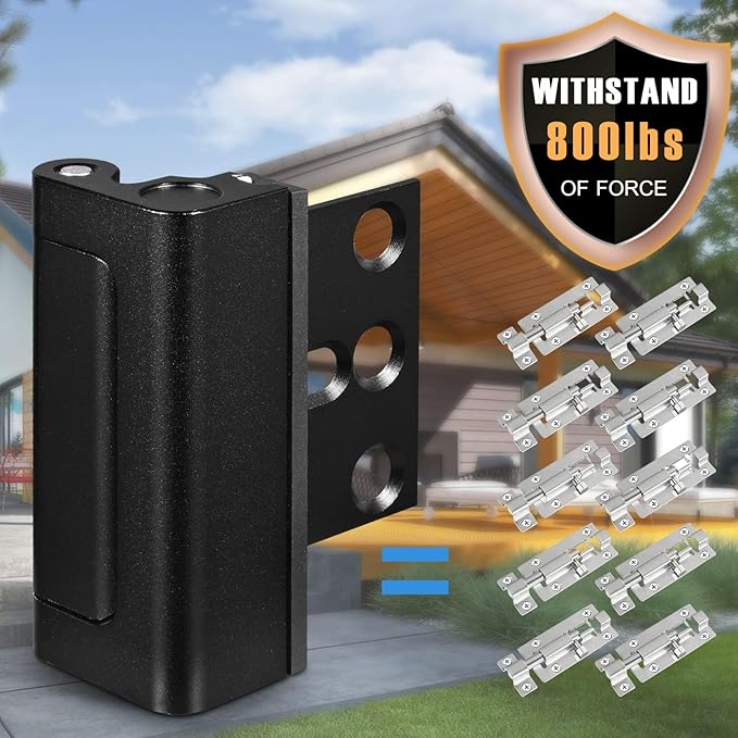 6Pack Home Security Door Reinforcement Lock, Childproof Safety Door Lock Latch Inside Stopper, Add High Security to Prevent Home Unauthorized Entry, Aluminum Construction Finish Black