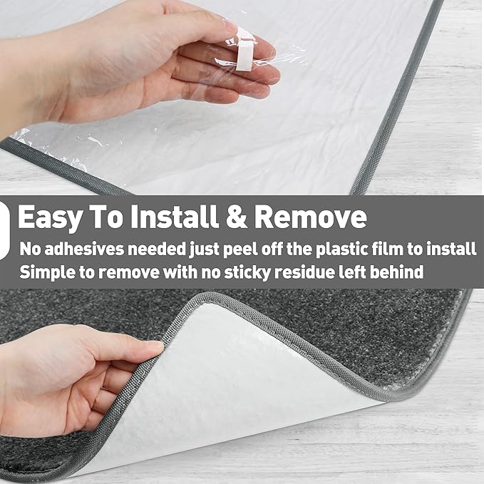 PURE ERA Carpet Stair Treads Tape Free Non Slip Indoor Stair Carpet Stair Protectors Pet-Friendly Non-Slip Skid Resistant Washable Reusable 8" x 30"(2 Pieces,Dark Gray)