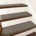 COSY HOMEER Stair Treads for Wooden Steps 9"x28" Washable Indoor Carpet Stair Treads Non Slip Soft Polyester Stair Carpet Tread Reusable Stair Runner Rugs for Kids, Elders,Pets,Light Brown,7pcs