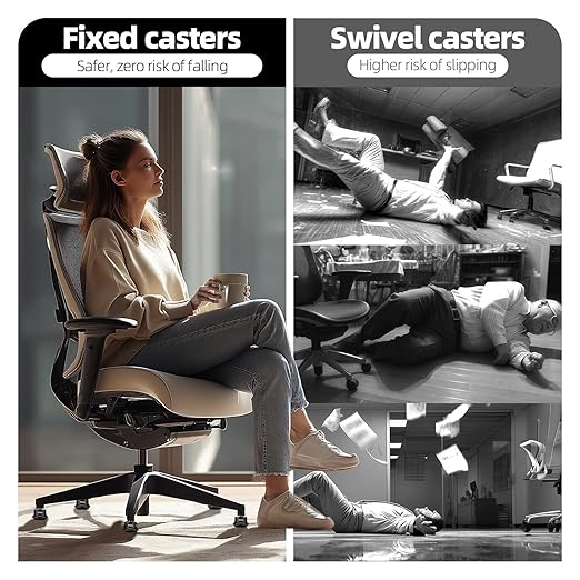 Sytopia Office Chair Bell Glides Replacement, Fixed Feet Wheel Stopper for Swivel Chairs and Stools, 7/16" x 7/8" Stem, Separate Self-Adhesive Felt Pads, Non-Slip Base, Quiet & Easy Install, 5 Pack