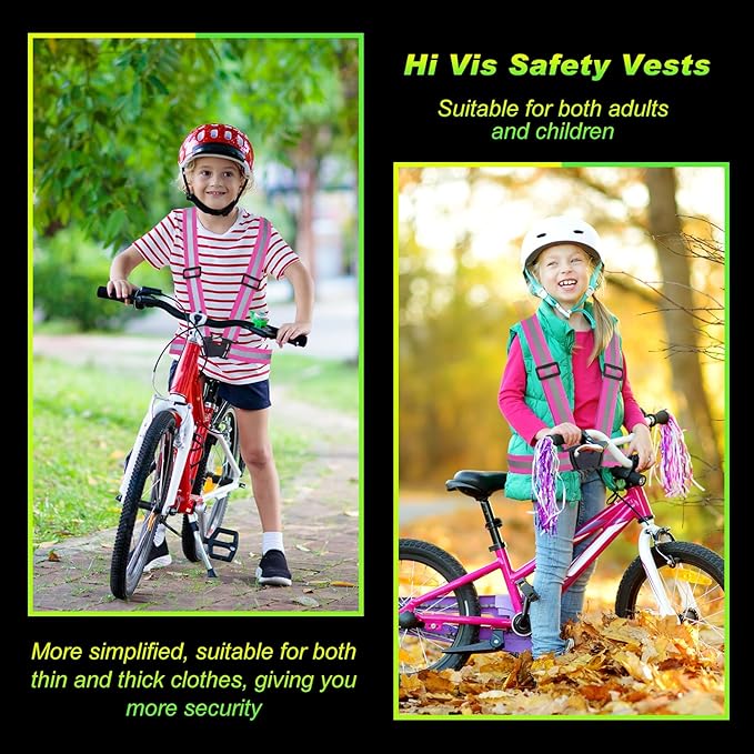 Hercicy 20 Pcs Reflective Vest High Visibility Safety Vests, Adjustable Running Gear Straps Lightweight Reflector for Construction (Pink)
