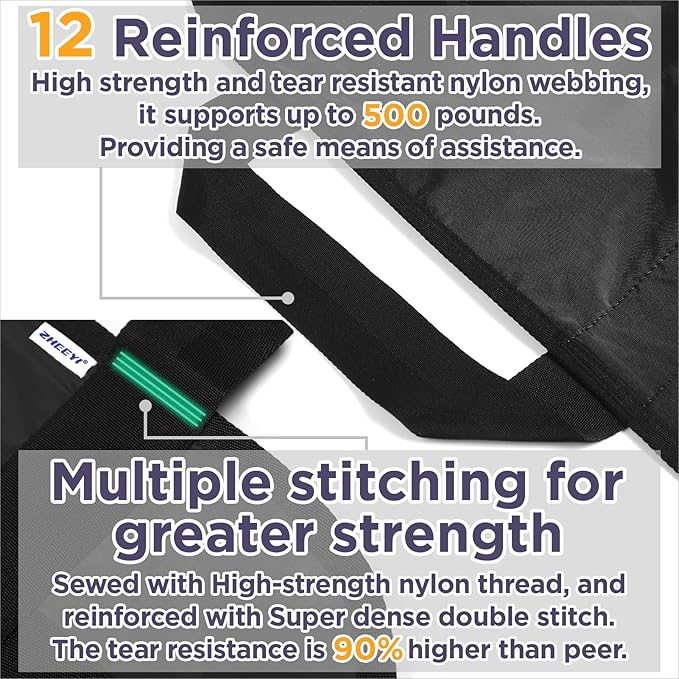 Bed Positioning Pad with Reinforced Handles 63" x 40" Washable Patient Transfer Slide Sheet for Body Lifting, Turning, Repositioning, for Elderly, Incontinence, Caregiver, Black