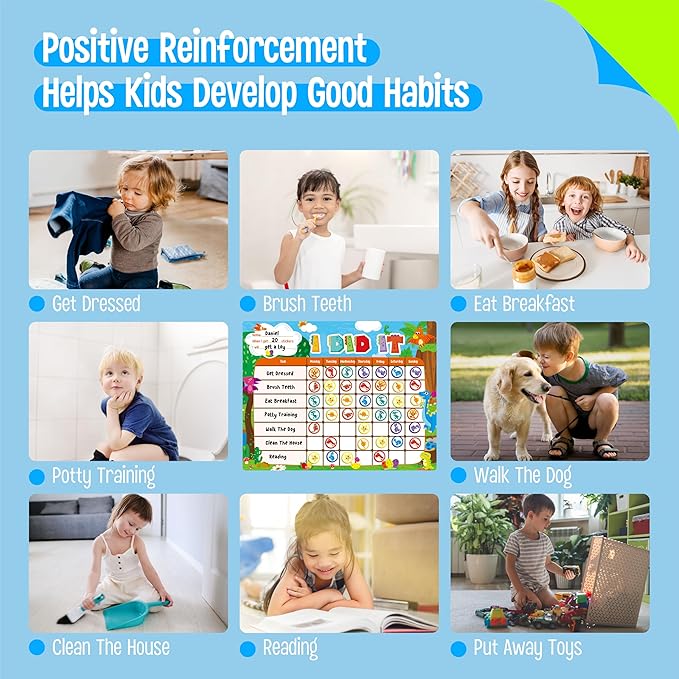 Magnetic Reward Chart, Dry Erase Task Board-One Chart & 72 Magnetic Reward Magnets, Dinosaur Theme Behavior Tracker for Daily Routine, Potty Training