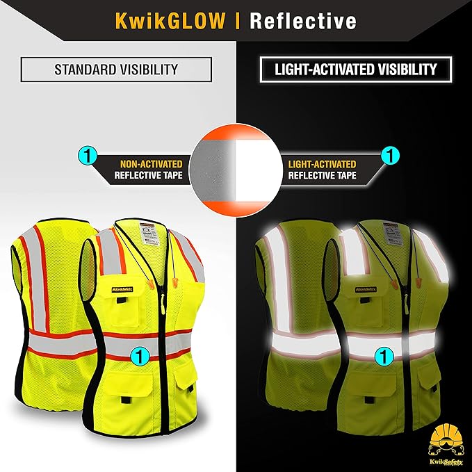 KwikSafety - Charlotte, NC - FIRST LADY Safety Vest for Women, High Visibility Reflective Strips, Meets ANSI & OSHA