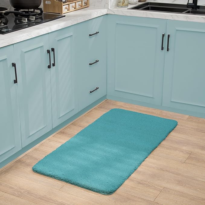 Luxury Quick Dry Non-Slip Bathroom Rugs【24'' x 47'' Blue】 Highly Absorbent Washable and Ultra Soft, Extra Thick Fluffy Bath Mats for Shower/Kitchen/Bathtub Floor