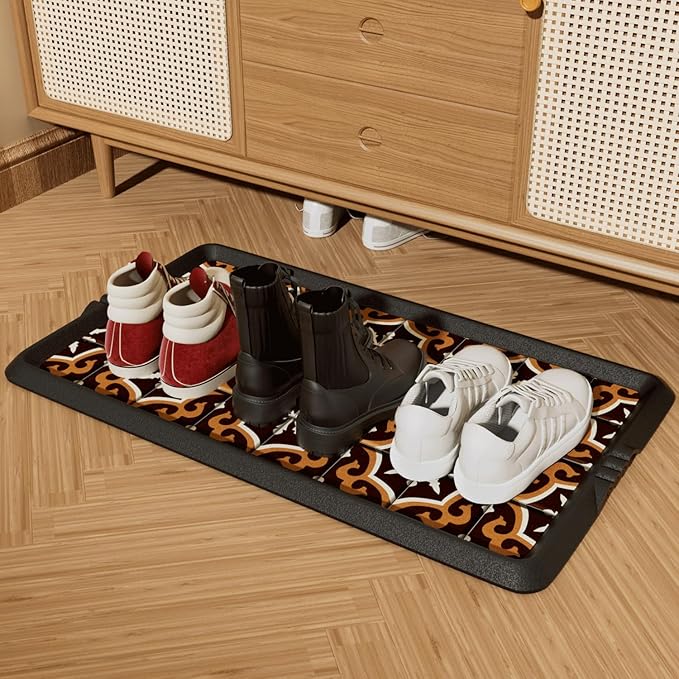 Rubber Boot Tray,Non-Slip Boot Mat with Lip,Waterproof Shoe Tray,Indoor Outdoor Multi Use Catch All Trays,Cleaning Mat for Entryway,Pets Garden,Mudroom,Garage