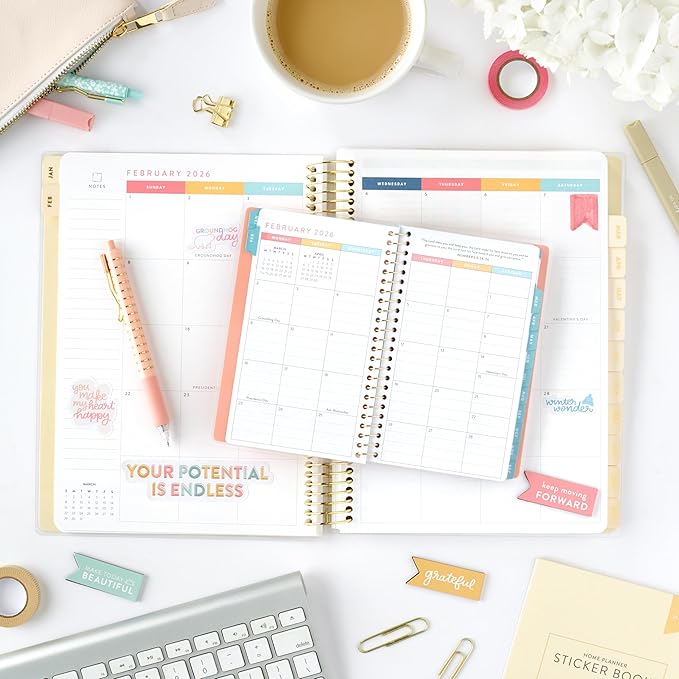 PPP Pocket Calendar 2026 (Pink Dot) | Weekly Checklists | Monthly Calendar Layout | Personal Goals | Notes Pages | Poly Laminated Cover | Twin Ring Coil Binding | Pocket-Sized 4x6.5" | Planner