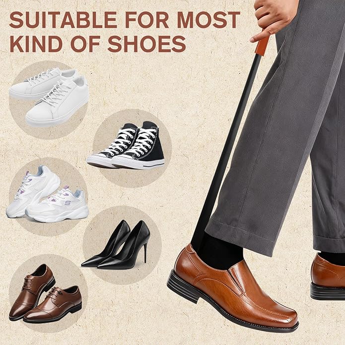 Redriver Metal Shoe Horn Long Handle for Seniors, Long Shoehorn, Shoe Spoon Helpers to Put on Your Shoes for Men Women