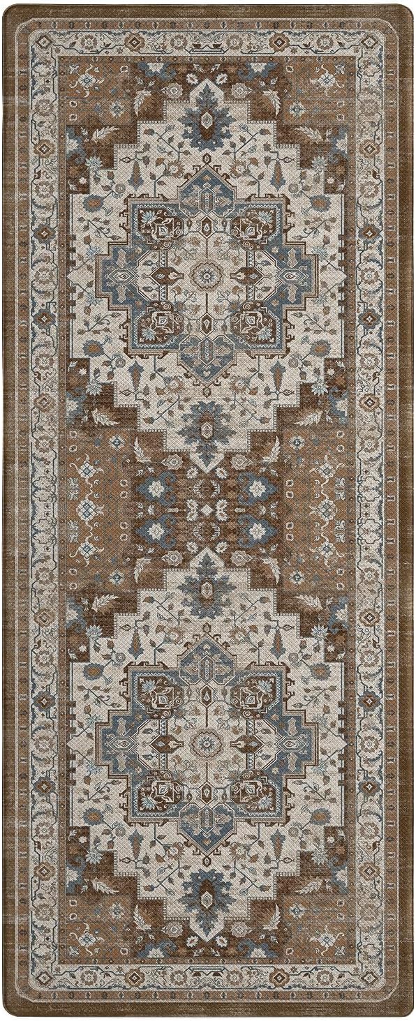 Color&Geometry Anti Fatigue Kitchen Mats for Floor 24x59, Vintage Decor, Easy Clean, Waterproof & Oil Proof, 0.4" Thick Cushioned, Non-Slip Kitchen Runner Rug for Sink, Laundry, Office, Brown