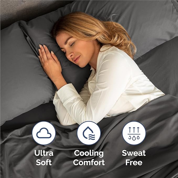 Split King 7 Piece Sheet Set - Cooling and Breathable Bed Sheets - Hotel Luxury Bed Sheets for Women, Men, Kids & Teens - Deep Pockets - Easy Fit - Soft and Wrinkle Free - Split King Charcoal Sheets