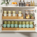 2-Tier Expandable Bamboo Mug Holder Coffee Mug Rack Organizer for Countertop, Multi-Functional Mug Display Shelf for Coffee Bar, Kitchen, and Home (15.75"~30.71")