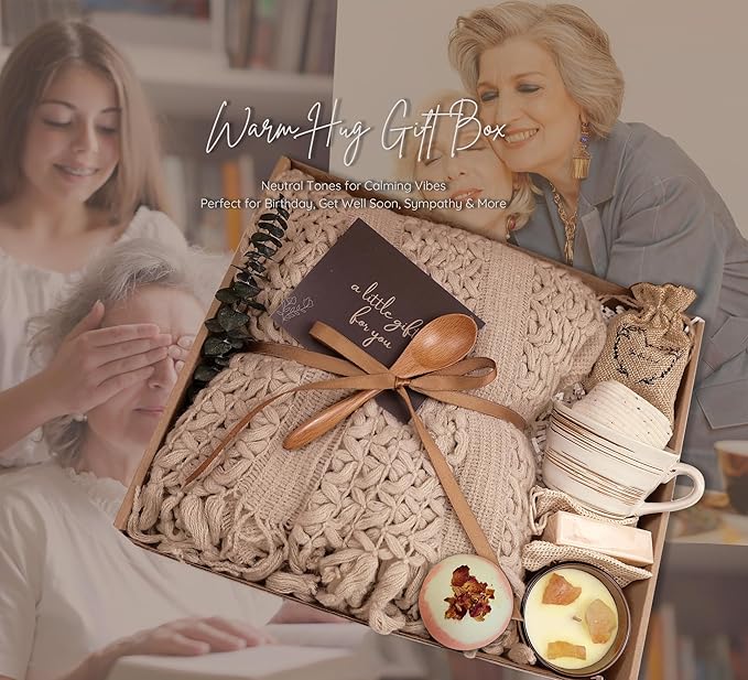 Cozy Care Package for Women – Warm & Comforting Thinking of You Gift Box for Birthday,BES Friend Gift, Get Well Soon, Sympathy, Self Care,Cancer Care & Encouragement(TAN)