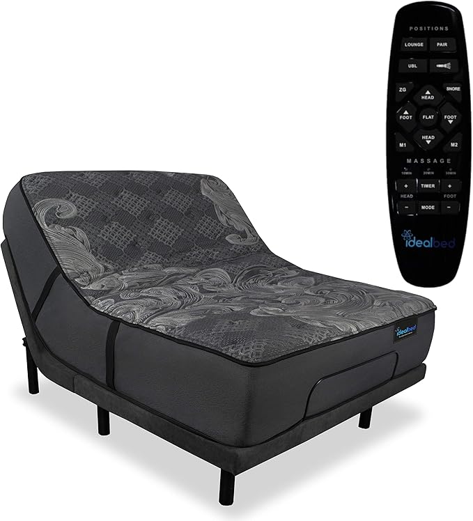 iDealBed iQ5 Luxury Hybrid Mattress and Adjustable Bed Sleep System, Pressure Relief Sleep, Zero Gravity, Anti-Snore, Custom Comfort Positions (King, Luxury Plush (Medium Soft) + 4i Custom)