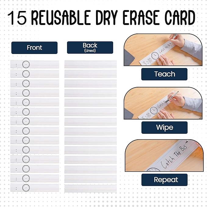 Essex Wares - 13 Pocket Daily Schedule Pocket Chart, Ultra-Durable Visual Schedule for Kids - Easy to Use, Reusable Daily Schedule for Kids - Reversible Chart for Sentence Strips