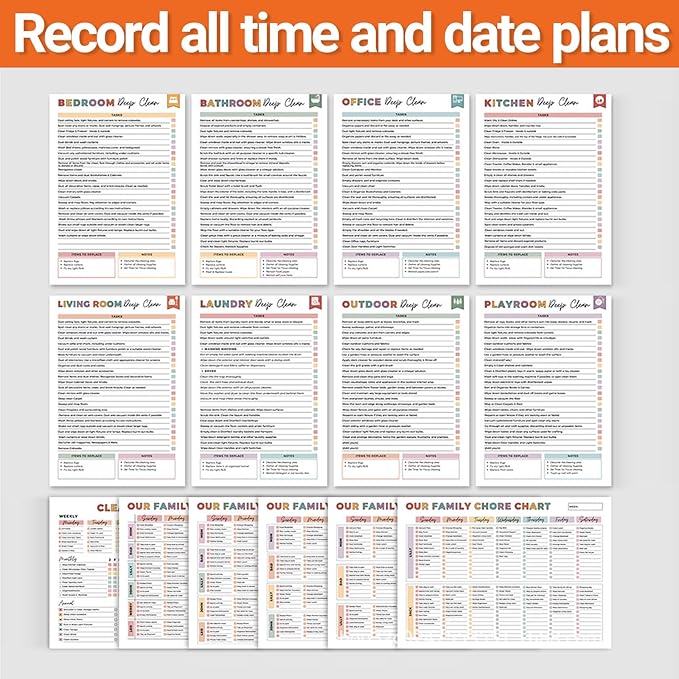 ADHD Cleaning Planner, Editable Cleaning Planner DIY Organizing Planning Notebook for Adults Home Family Daily Tasks Chart