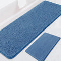 BOANKODU Bathroom RugsSets 2 Piece，59X24+16X24Inch，Absorbent Non-Slip Very Soft Chenille Mat,Machine Washable （Fog Blue）