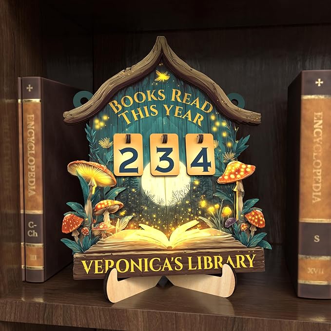 Personalized Books Read This Year Counter with Name, Book Tracker for Reading Goal Challenge, Bookish Gifts for Teachers, Writers, and Literary Fans, Home Library Décor, Bookshelf Accessories