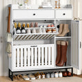 Shoe Cabinet with 2 Flip Cabinets & Side Cabinet, Shoes Cabinet with Adjustable Shelves, Shoe Storage Organizer for Entryway, Hallway Living Room, Space-Saving, White