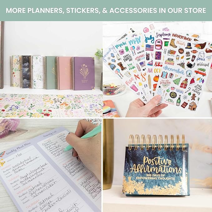 bloom daily planners HARDCOVER 2026 Planner (January to December) - A5 Task Goal Organizer - Monthly & Weekly Inspirational Agenda Book - 5.5" x 8.25" - Garden Party, Beige