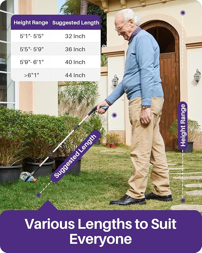 Kekoy 44 Inch Grabber Reacher Tool for Seniors 2 Pack, Foldable Reacher Grabbers Pickup Stick with Anti-Slip 360° Rotating Jaw, 4" Wide Extended Claw with Magnet for Disabled, After Surgery Recovery
