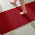 Christmas Bathroom Runner Rug, Long Bath Mat Washable Thin Quick Dry Low Pile Bathroom Runner Rugs 24 x 60 Non Slip, Red 24"x60"