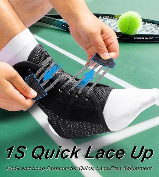 Quick Lace Ankle Brace with Custom Moldable Side Stabilizer Pads, Slim-Fit Adjustable Ankle Support for Men & Women, Ankle Stabilizer for Sprains, Injury Recovery, Running & Sports, M