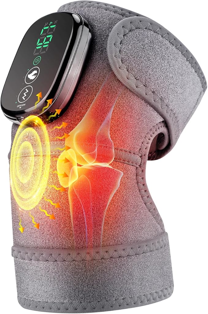 YUANBO Cordless Heated Knee Massager, 3-in-1 Massager for Elbow Shoulder Wrap with 3 Vibration & Heating Modes