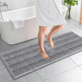 OLANLY Thick Bathroom Rugs 59x20, Extra Soft Absorbent Chenille Striped Bath Rugs, Rubber Backing, Machine Wash Dry, Bath Mats for Bathroom Floor, Tub and Shower, Home Decor Accessories, Grey