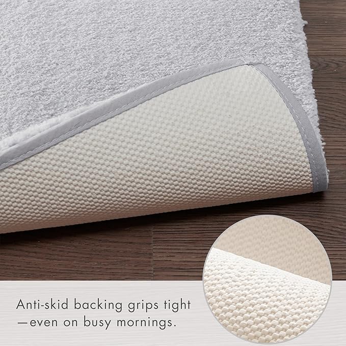 Madison Park Marshmallow Bathroom Rug Non Slip, Luxrurious Plush Bath Mat, Absorbent, Quick Dry, Spa Design Bath Room Décor, 24x72, Silver