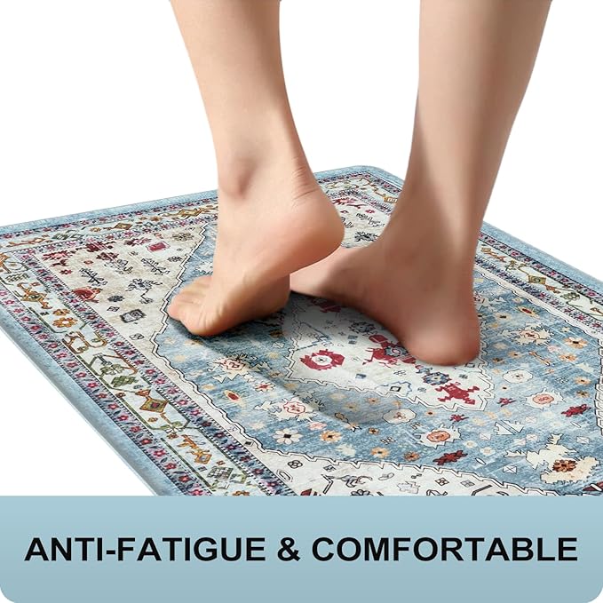 Collive Kitchen Mats for Floor, Cushioned Anti Fatigue Kitchen Rugs Waterproof Sink Rugs Non Slip, Soft Comfortable Standing Mats for Office, Laundry, 17”x59”