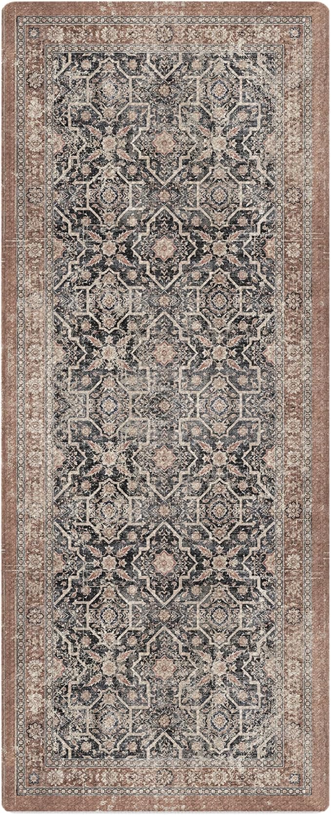 Color&Geometry Anti Fatigue Kitchen Mats for Floor 24x59, Vintage Decor, Easy Clean, Waterproof & Oil Proof, 0.4" Thick Cushioned, Non-Slip Kitchen Runner Rug for Sink, Laundry, Office, Black