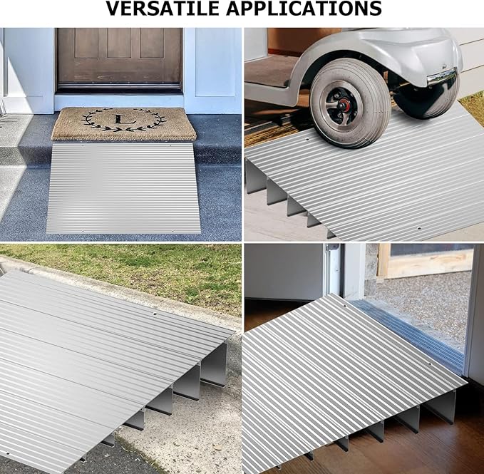 Door Threshold Ramp 6" Rise Door Ramp Aluminum Entry Ramp or Doorways Rated 800 lbs Load Capacity forWheelchair Scooters Power Chairs Walkers