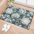 Beeiva Floral Entry Rugs for Inside House,2x3 Non Slip Washable Kitchen Rug Front Door Mat, Ultra Thin Doormat Non-Shedding Throw Carpet for Bedroom Bathroom (Blue,2'x3')