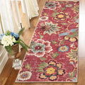 Beeiva Floral Washable Runner Rug 2x6, Red Christmas Runners Rug for Hallway with Rubber Backing, Ultra Thin Vintage Non Skid Washable Carpet for Bedroom Entrway Laundry Room