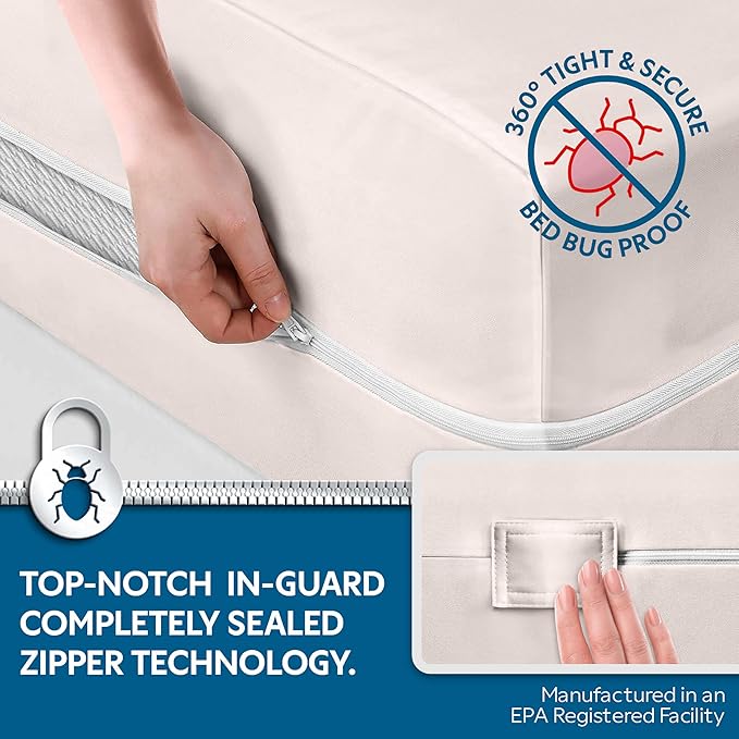 Guardmax Jersey Knitted Twin XL Zippered Mattress Encasement - Waterproof & Bed Bug Proof Mattress Protector - Comfortable, Soft, and Noiseless Zippered Bedding - Dust Mite Proof (39 x 80 x 10)