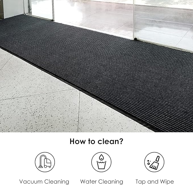 tonchean Commercial Grade Entrance Mat 3x10Ft Heavy Duty PVC Non-Slip Door Floor Mat, Indoor Outdoor Runner Rugs, Brush Step Entrance Mats for Corridor, Kitchen, Home, High Traffic Area, Grey