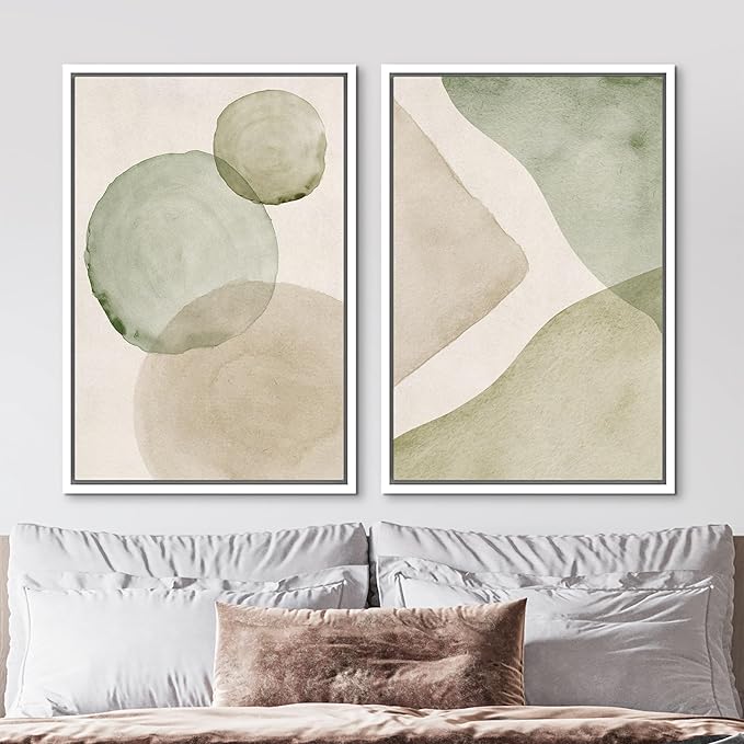 MUDECOR Framed Canvas Print Wall Art Dynamic White Brushstroke Abstract Illustrations Modern Art Decorative Bohemian Colorful Chic for Living Room, Bedroom, Office - 16"x24"x2 White