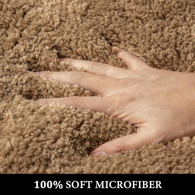 MIULEE Light Brown Absorbent Bath Rugs, Soft Large Bathroom Mats Non-Slip and Quick-Drying for Bathroom Floor Bathtub Showers, Machine Washable Carpet (24 x 36 Inches)