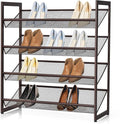 Giantex 4-Tier Metal Shoe Rack, Shoe Storage Organizer with Adjustable Angled or Flat Mesh Shelf for 12 to 16 Pairs of Shoes, Freestanding Shoe Shelf for Bedroom, Entryway, Closet, Hallway