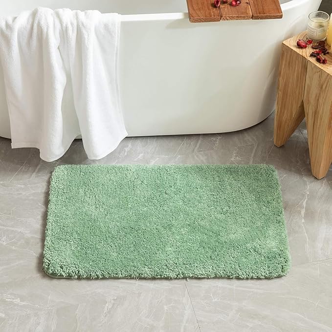 MIULEE Sage Green Bathroom Rugs Non Slip Bath Mat 24'' x 40'' Shaggy Soft Bath Rug Plush Microfiber Absorbent Water for Shower Tub Machine Washable (Sage Green, 24x40 Inches)