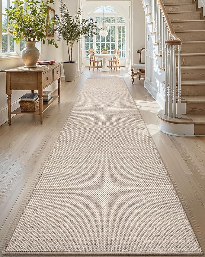 Color&Geometry Front Door Mat Indoor 26"x95", Ultra Non Slip Rubber Backed Dirt Trapper, Low Profile Thin washable, Easy Clean Entry Entryway Rug Door Mat Indoor Entrance, Khaki (Rolled-up NO Creases)