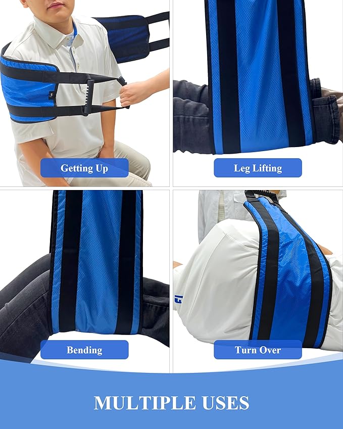SPRING SEAON Transfer Sling - Essential Transfer Belt Lifting Strap for Elderly and Disabled with Mobility Aids- Lift Assist Gait Belts for Seniors for Home, Hospital, Nursing Care (Blue)