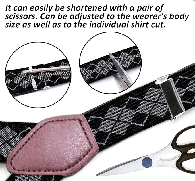 STAY GENT Y-Style Shirt Stays For Men with Non-Slip Locking Clamps and Adjustable Elastic Straps