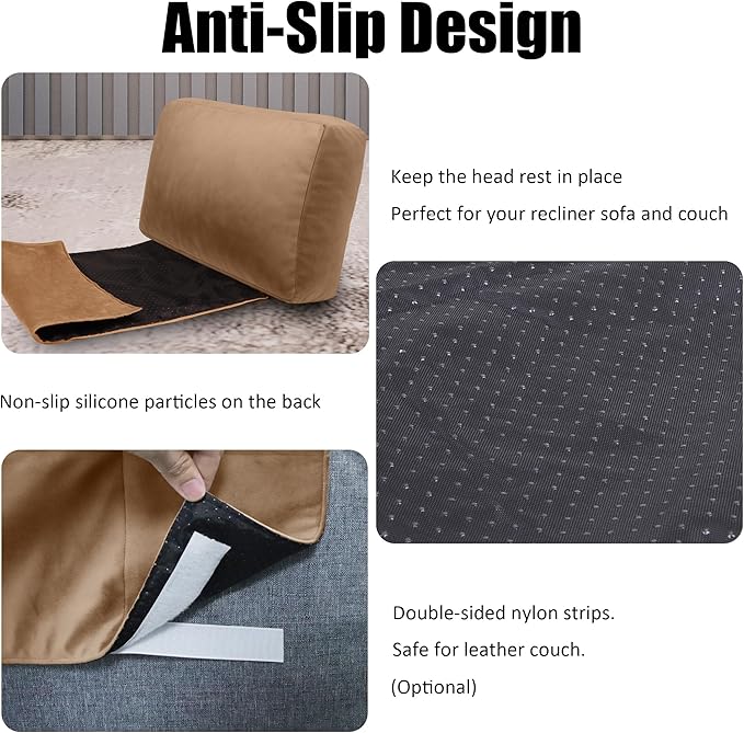 sokoro Recliner Headrest Pillow, Versatile Neck Support Cushion with Velvet Cover for Adults, Ideal Accessory for Chair, Couch, Office, Bed, Lumbar Pain Relief, Travel, Lounging, Brown